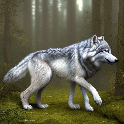 Wolf leaving the woods