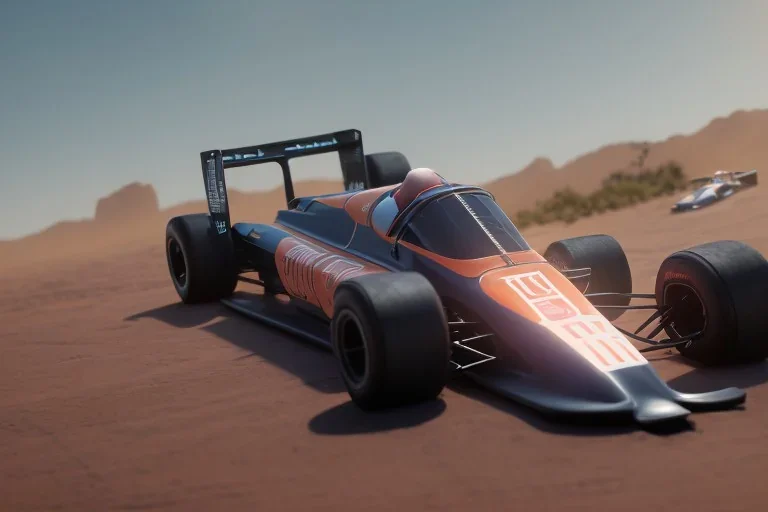 Futuristic formula race car, hovering above track