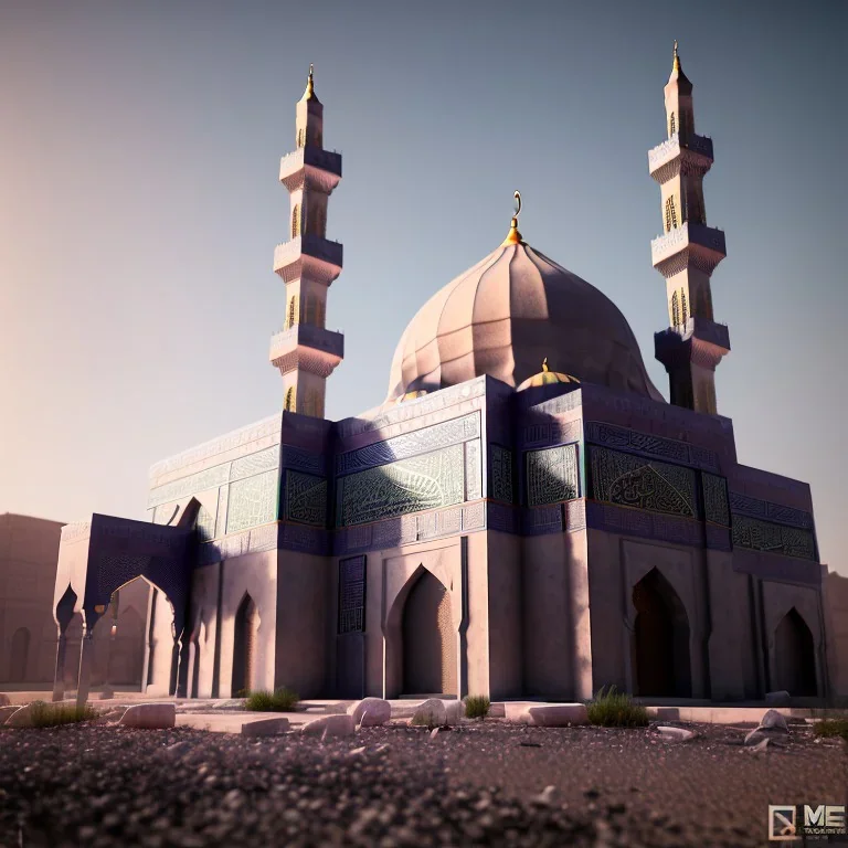 Islamic mosque, hdr, uhd, 8k, dof, perspective view, pivot on triumph, by paul meijering