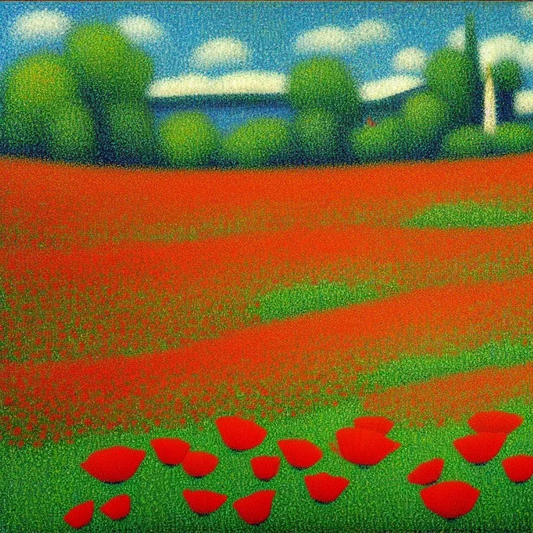 poppies in style of seurat