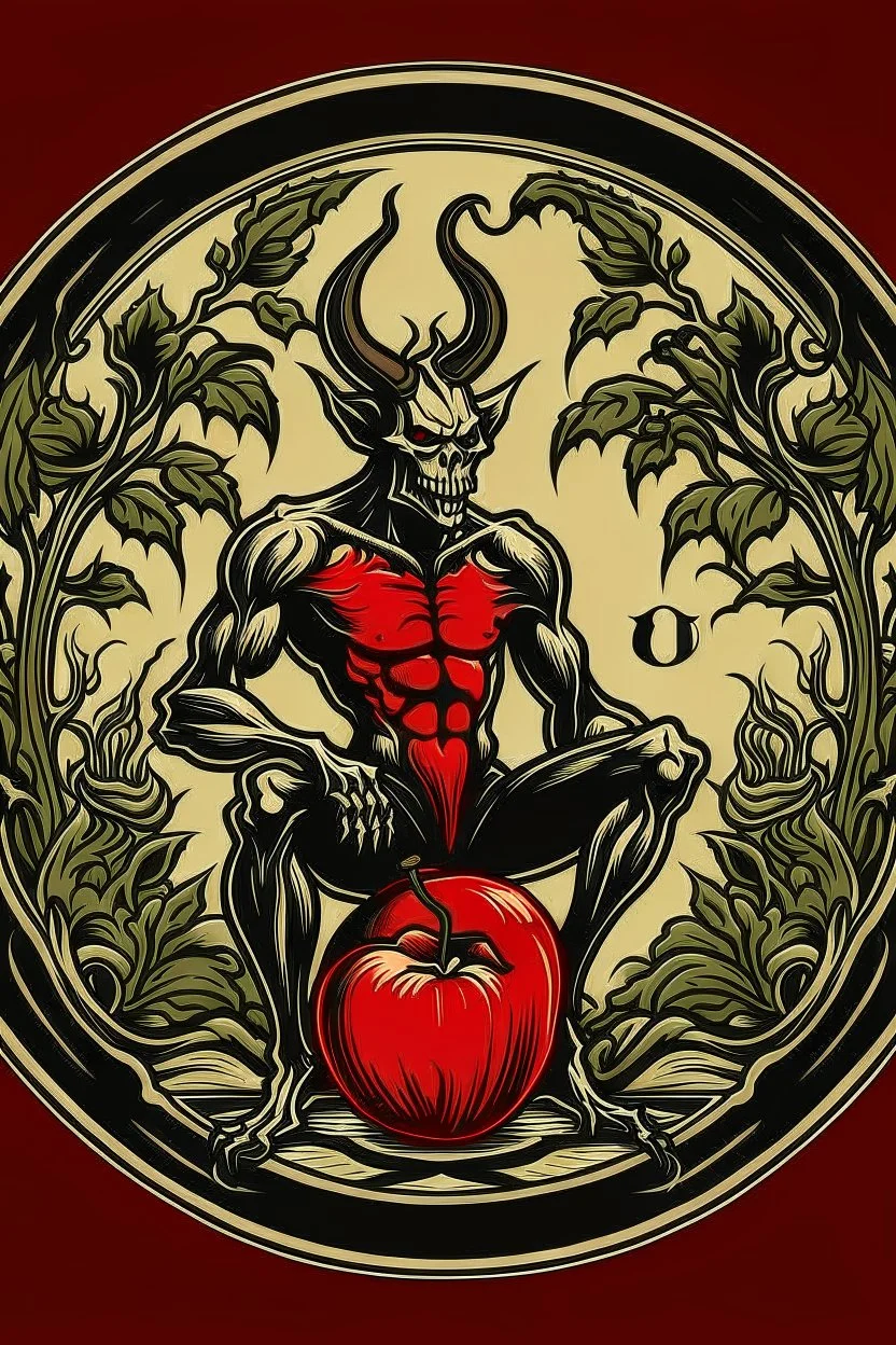 logo du diable au jardin d'eden buvant de l'alcool