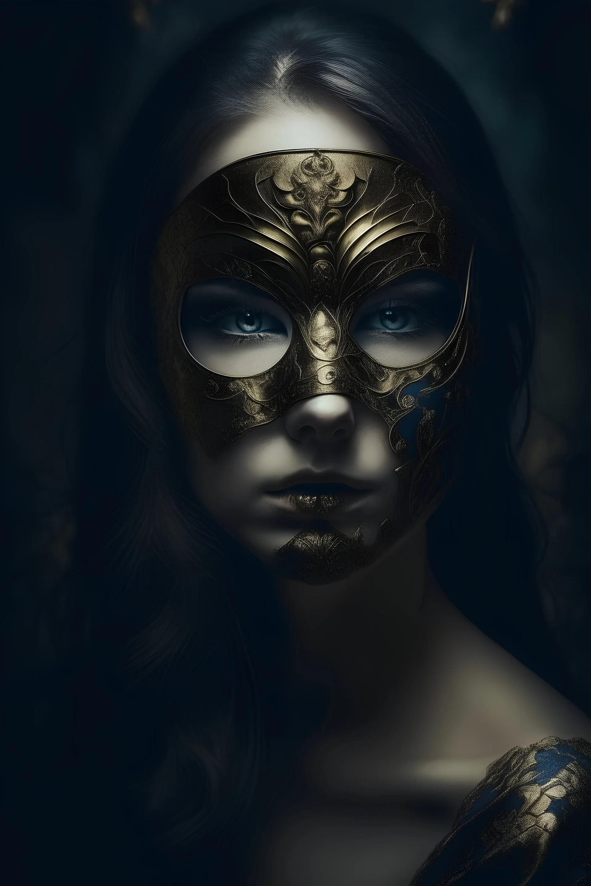 mystery woman with a mask , beautiful, dark, face has to be invisible, or siliethe of a woman