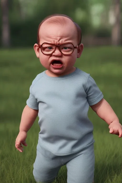 George costanza toddler, angry, full body, fitness, bokeh, hyper realistic