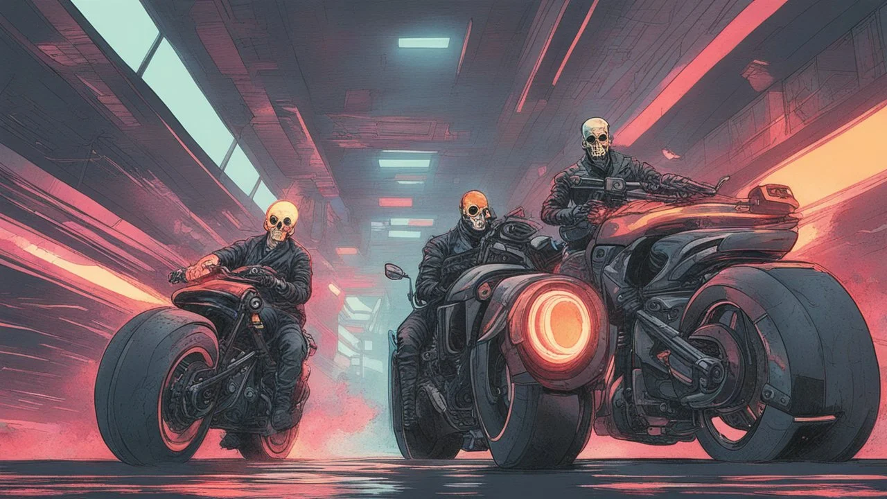 Ghost Rider in the style of cyberpunk