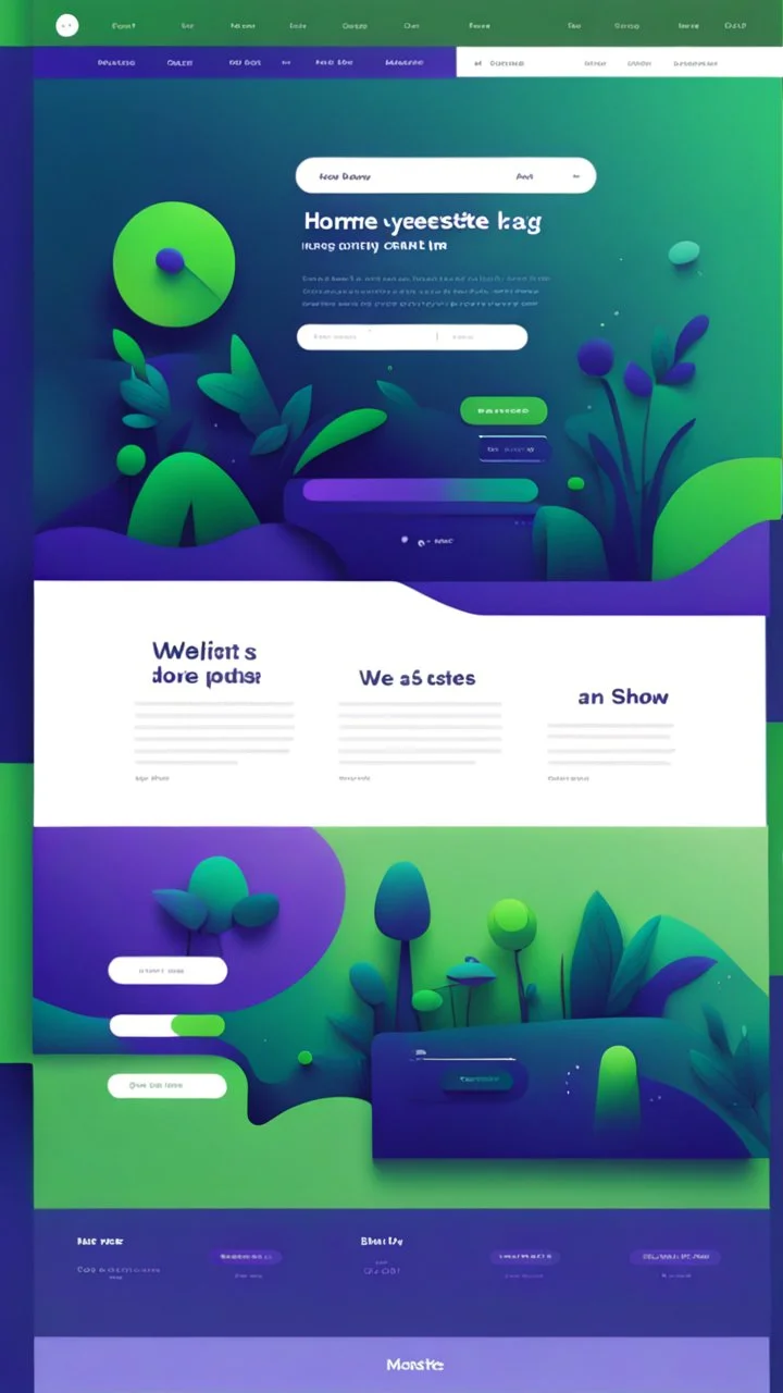 simple art style that show webiste's home page use bright green and dark blue-purple