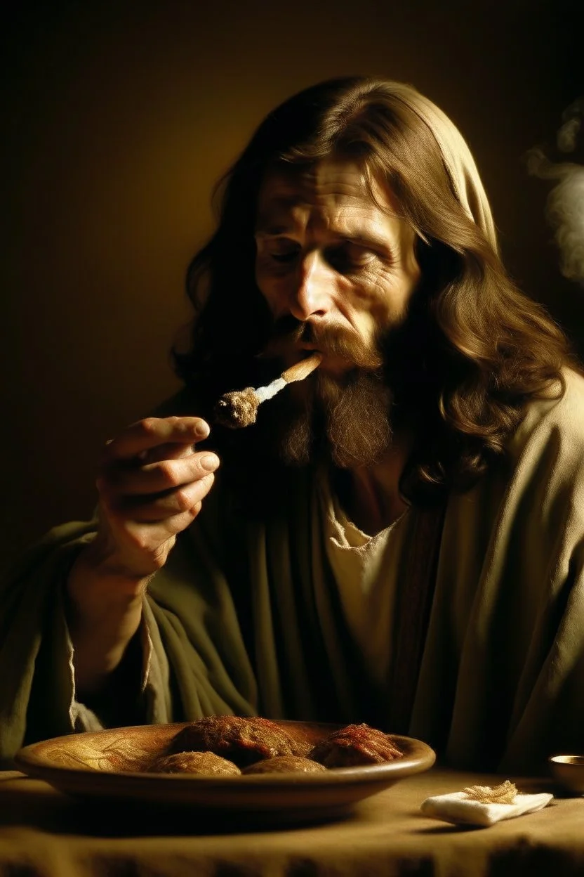 Jesus smoking, the last meal.