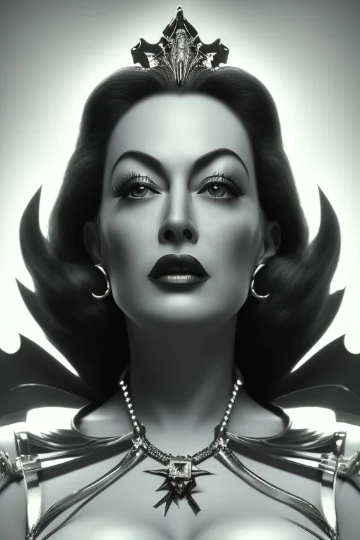 Joan Crawford as evil queen in black leather, busty, cleavage, dominatrix, curvy, angry, stern look. unreal 5, octane render, cinema4d, dynamic lighting, dramatic lighting, 4k, redshift render, highly detailed, hyper realistic,anthropomorphic