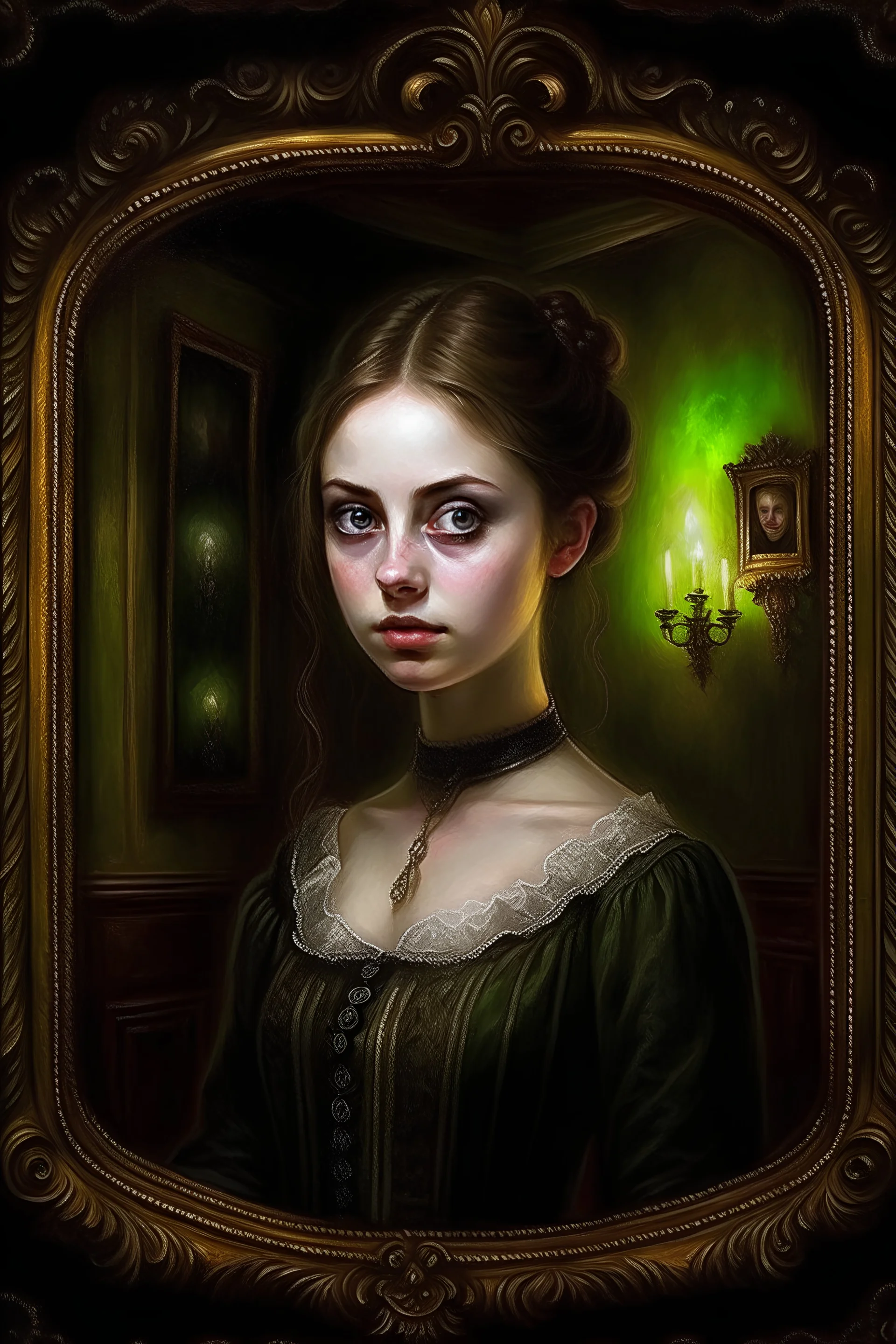 Victorian, portrait, spooky, creepy, painting, haunted