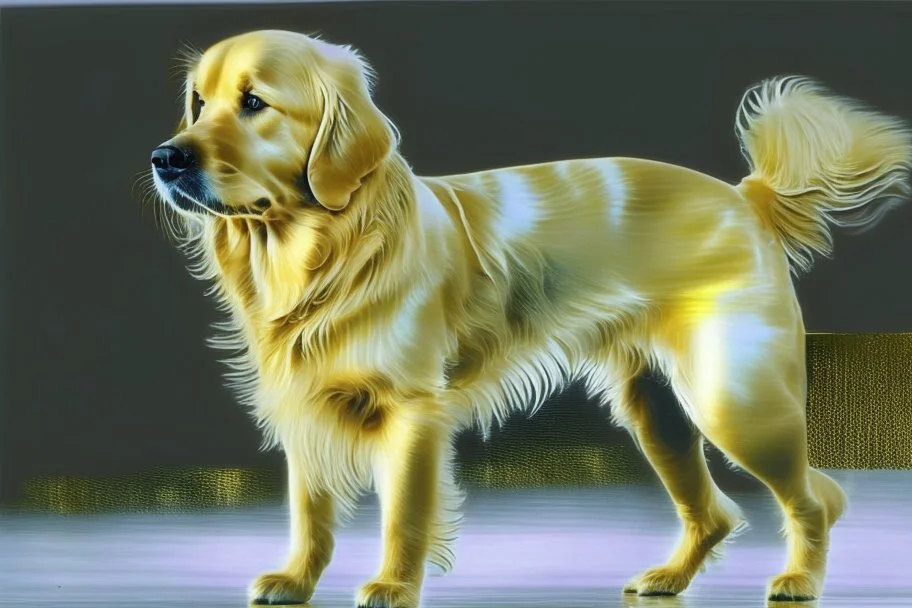 style of gerhard richter Golden retriever dog