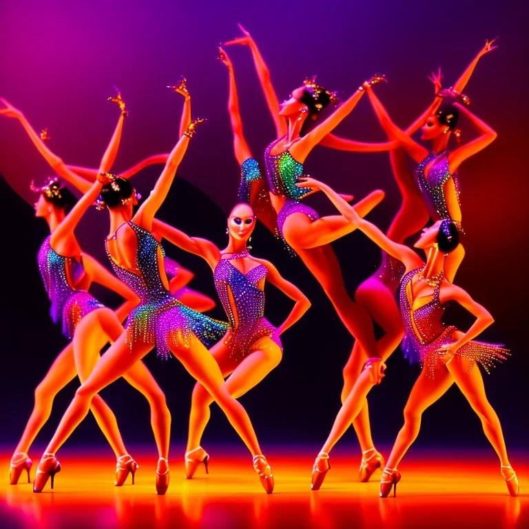 Jazz dancers, Silhouettes, gestures, vivid colors