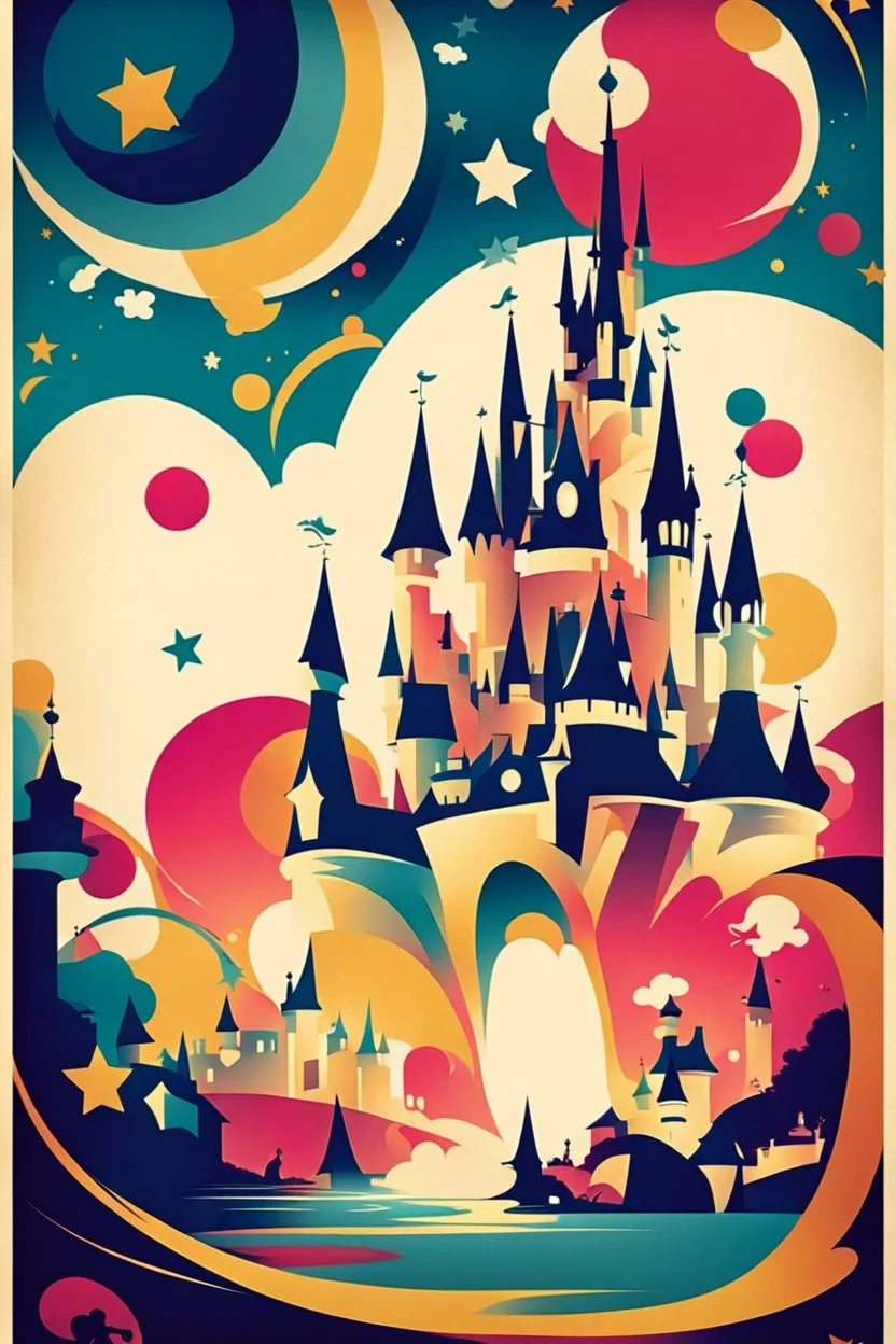 nostalgic poster cheerfull disney abstract