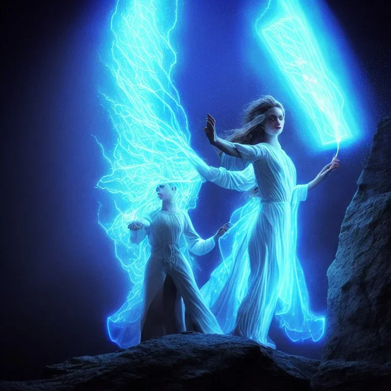 mage wearing white casting a magic spell, shingled rooftop location, over the shoulder view, projecting a light transluscent sparkly blue shield hologram , dark storm approaching, 8k resolution, high-quality, fine-detail, iridescent, intricate, detailed matte, volumetric lighting, illustration, brian froud, howard lyon, selina french, anna dittmann, annie stokes, lisa parker, greg rutowski, simon stalenhag