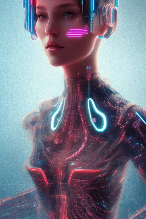 cyberpunk, head, women, portrai, tron