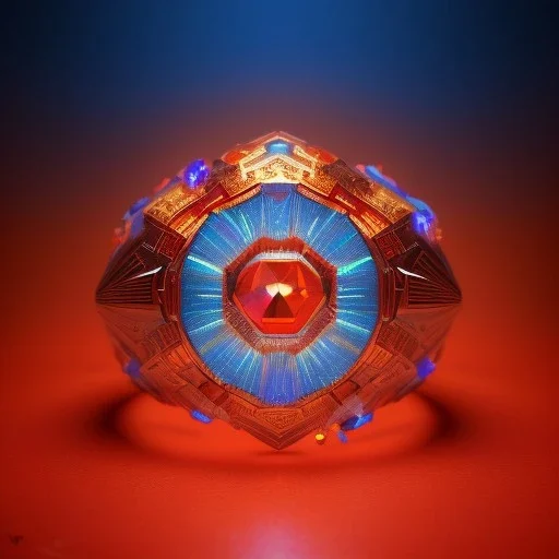 Ring made by wood roots and shreds of glass, orange diamonds sparkles, red rubi fragments around, blue lights reflexes, complex structure, gold details, intricate ring pattern,Unreal Engine 5, lens macro,sharp focus, realistic, hyper detailed, studio lighting, neon light ambient, cinematic