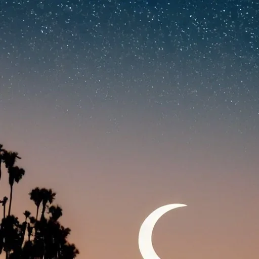 Night sky containing a shark constellation next to the moon.