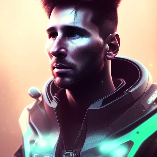 Lionel Messi face, Cyberpunk,