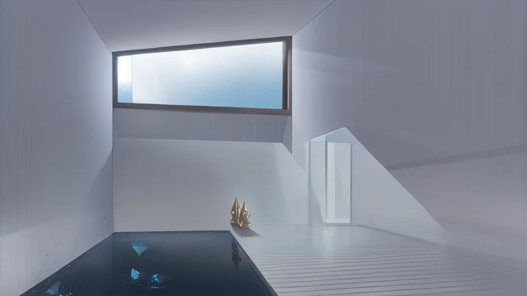 A serene oasis within, a tranquil indoor pool surrounded by sleek glass walls and gleaming marble floors, warm golden light spilling in through skylights above, the soft whoosh of water a soothing melody, a haven of relaxation and escape from the world outside, inviting you to dip your toes into its crystal clear waters.