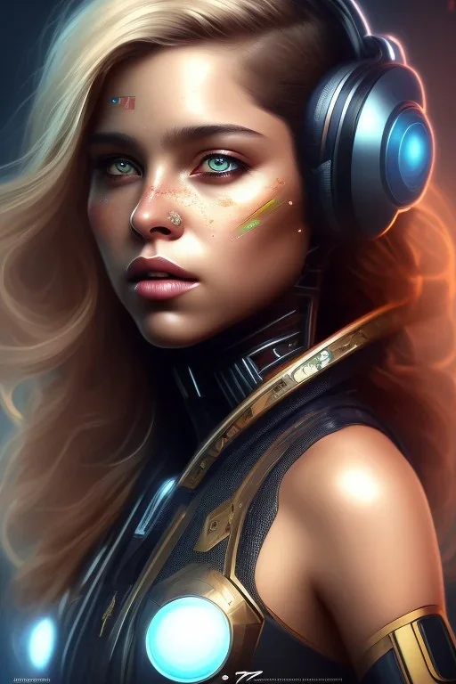 wonderfull portrait only shakira half face robot rust, long black hair, intricate, sci-fi, cyberpunk, future,