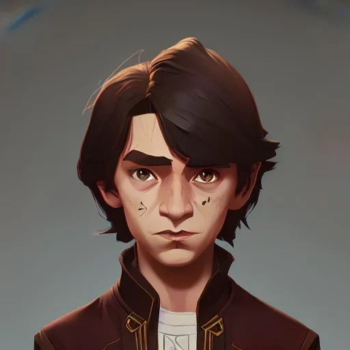 Portrait of a handsome brown haired little warlock kid by Nick Harris