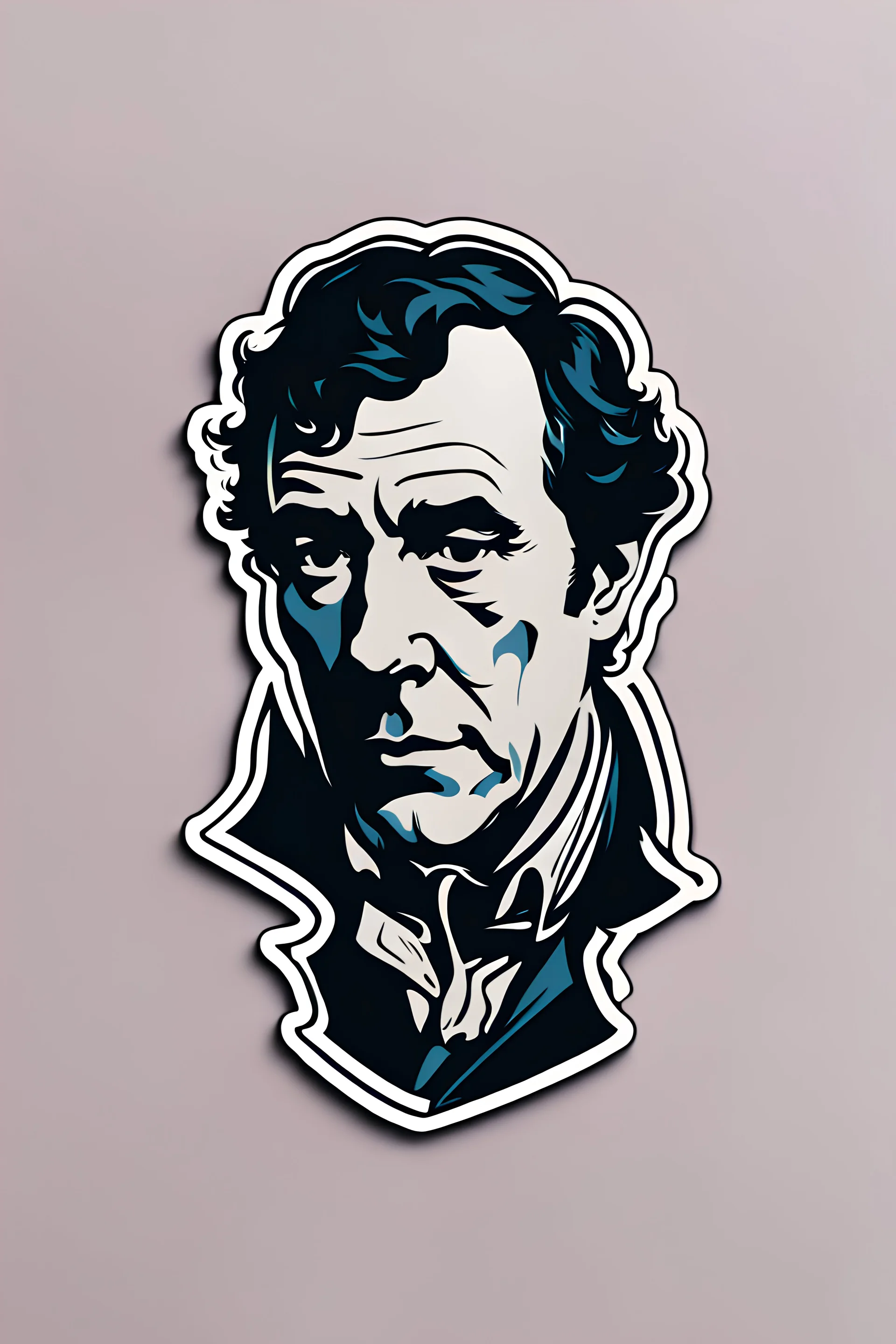 A minimalistic fantasy sticker of a sherlock holmes's face