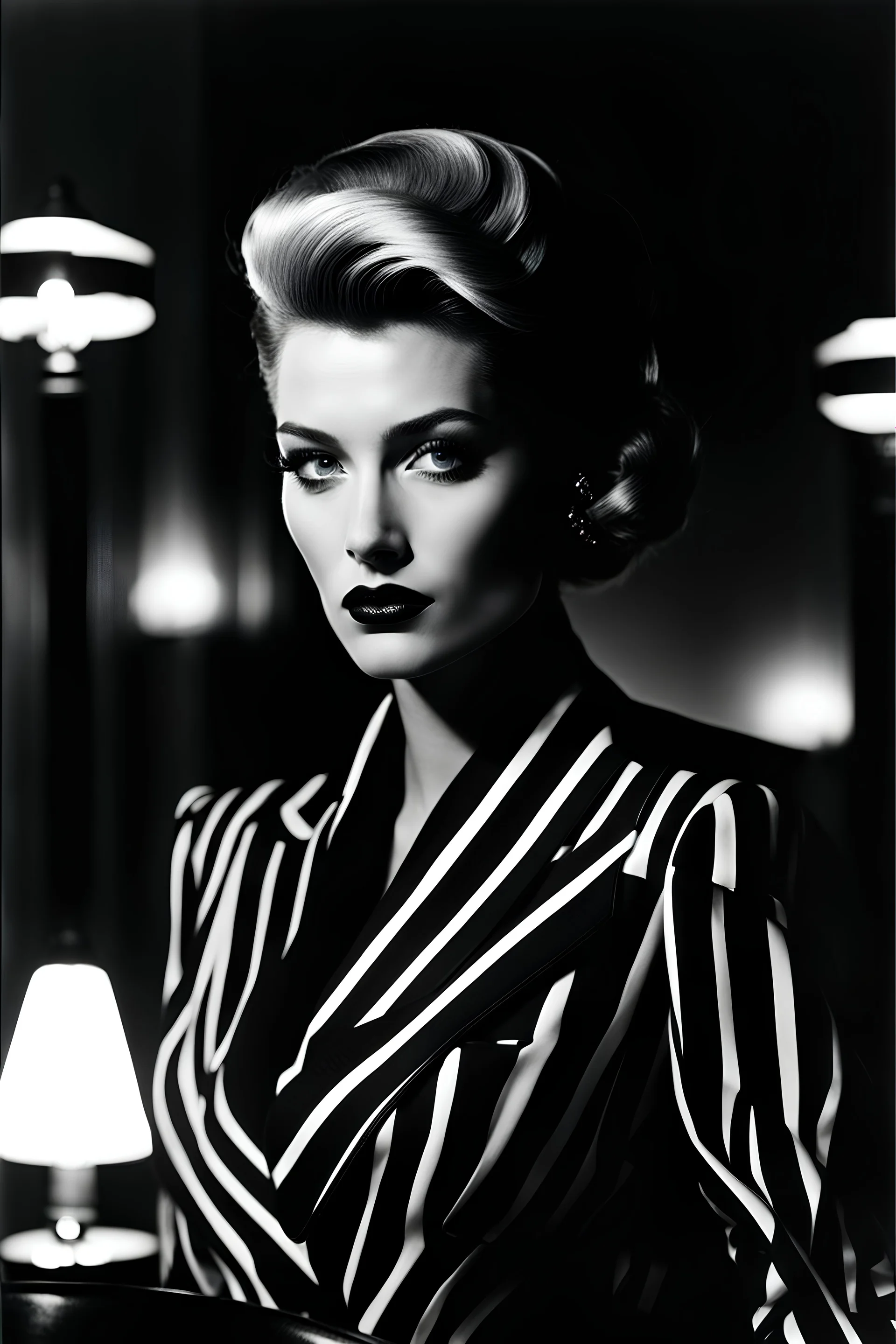 portrait, beauty supermodel, close up, helmut newton, perfect face, david lynch, lamp or microphone or radio or telephone