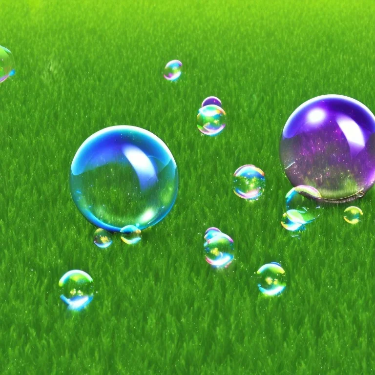 Soap bubbles on grass