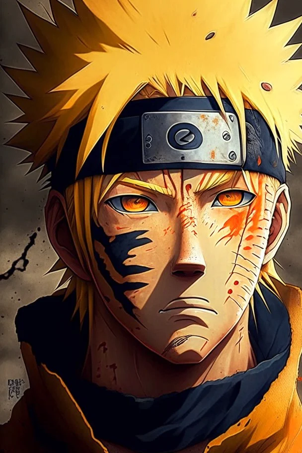 portrait of Naruto Uzumaki after a battle