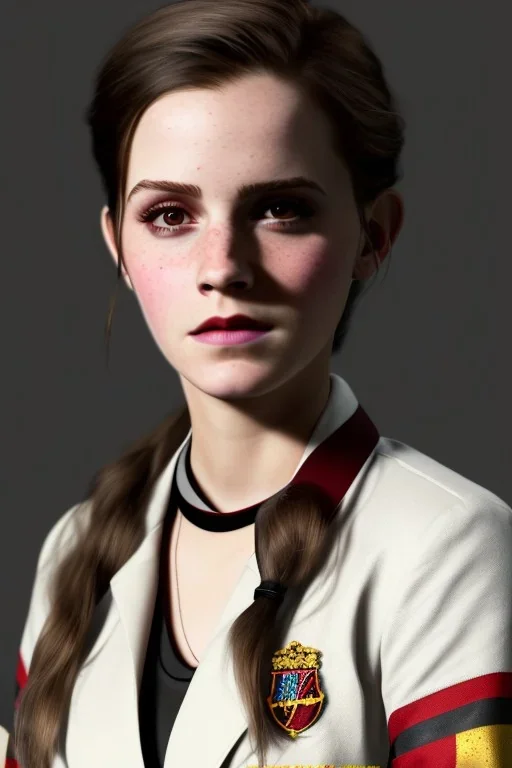 emma watson identify face, Hogwarts uniform , big busty , dirty face, pintura, ,details,texture,8k quality, florest, Minimalism, Romanticism, Expressionism, Impressionism