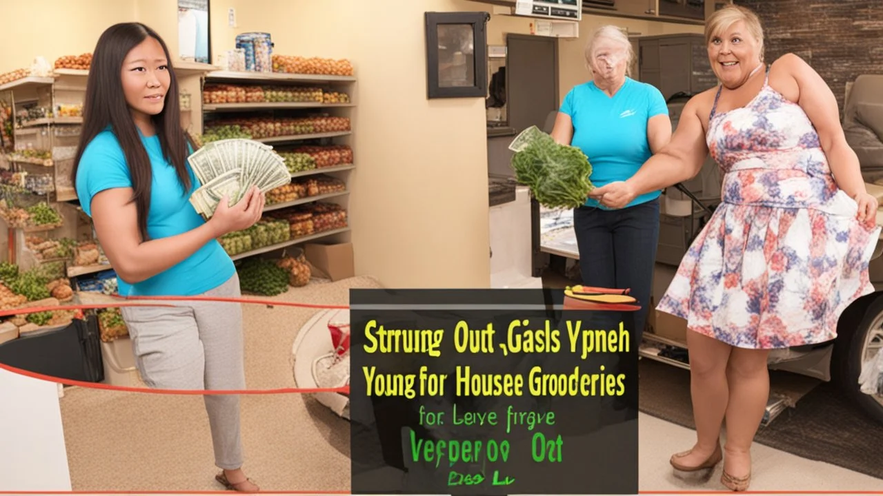 strung out young woman gets cash for groceries from lady at house