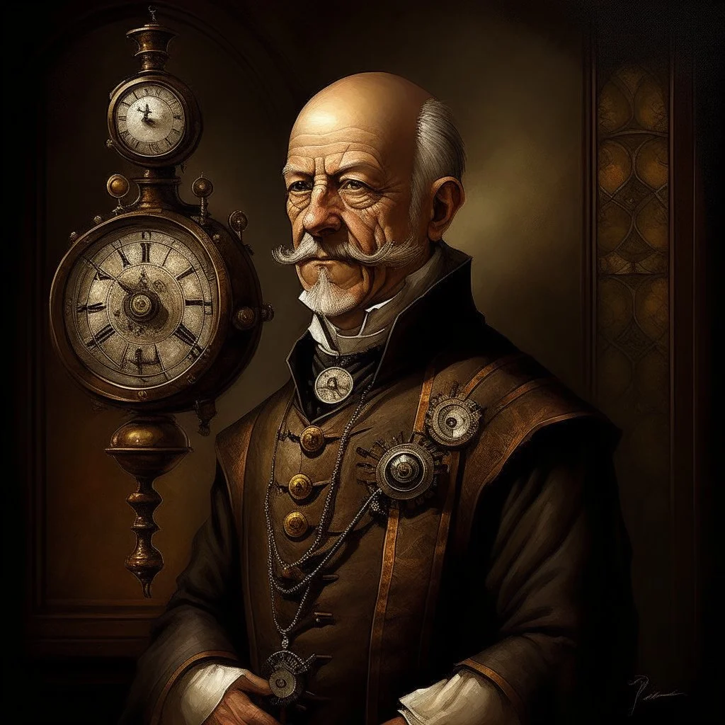 17th century steampunk doctor Freidrich Kant digital art