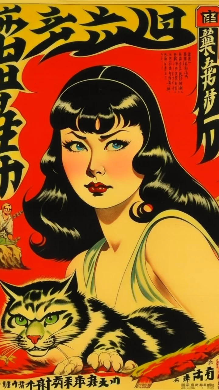 Betty page art from japanese style 1900 movie poster