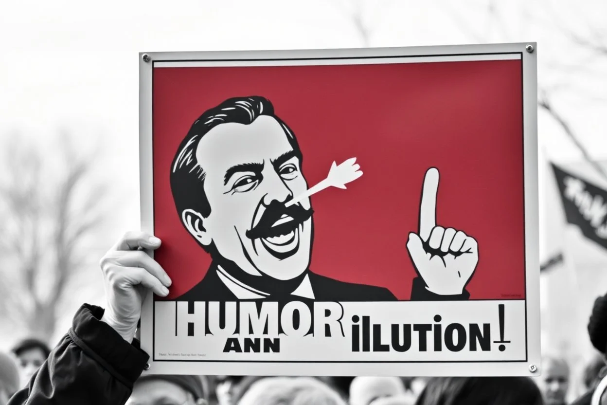 "Humor is an illusion!" propaganda poster