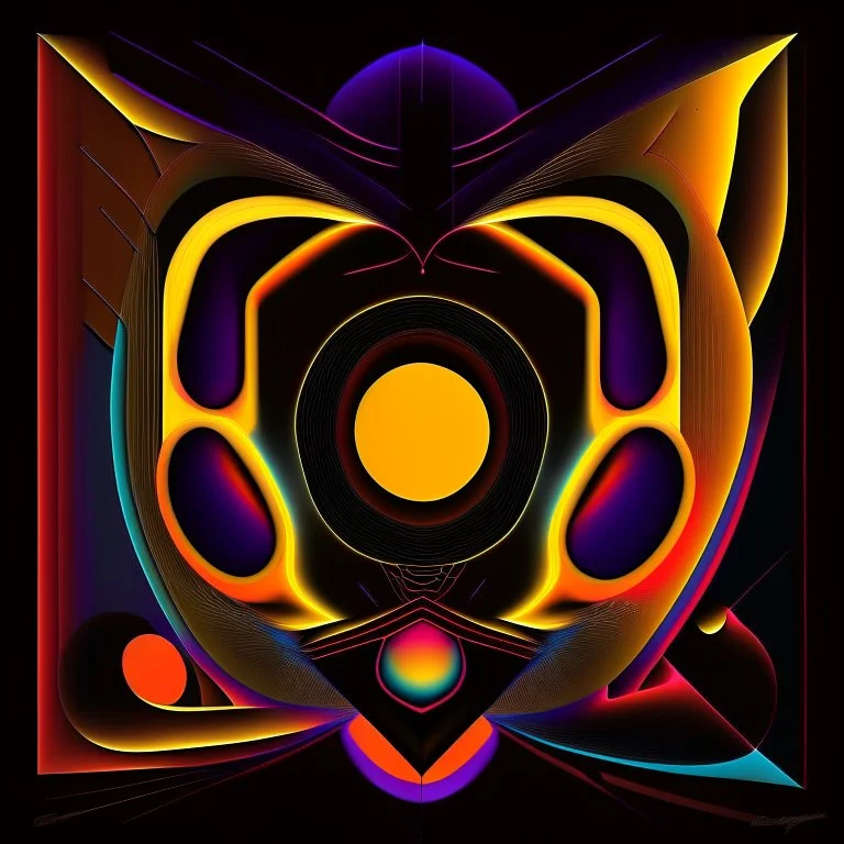 Neon legacy of nyctophoba, 🏁 schematic of warming trends, trigonometry symbol textures, abstract geometric art, by Jules Olitski, mind-bending illustration; asymmetric, 2D, warm colors, dark background