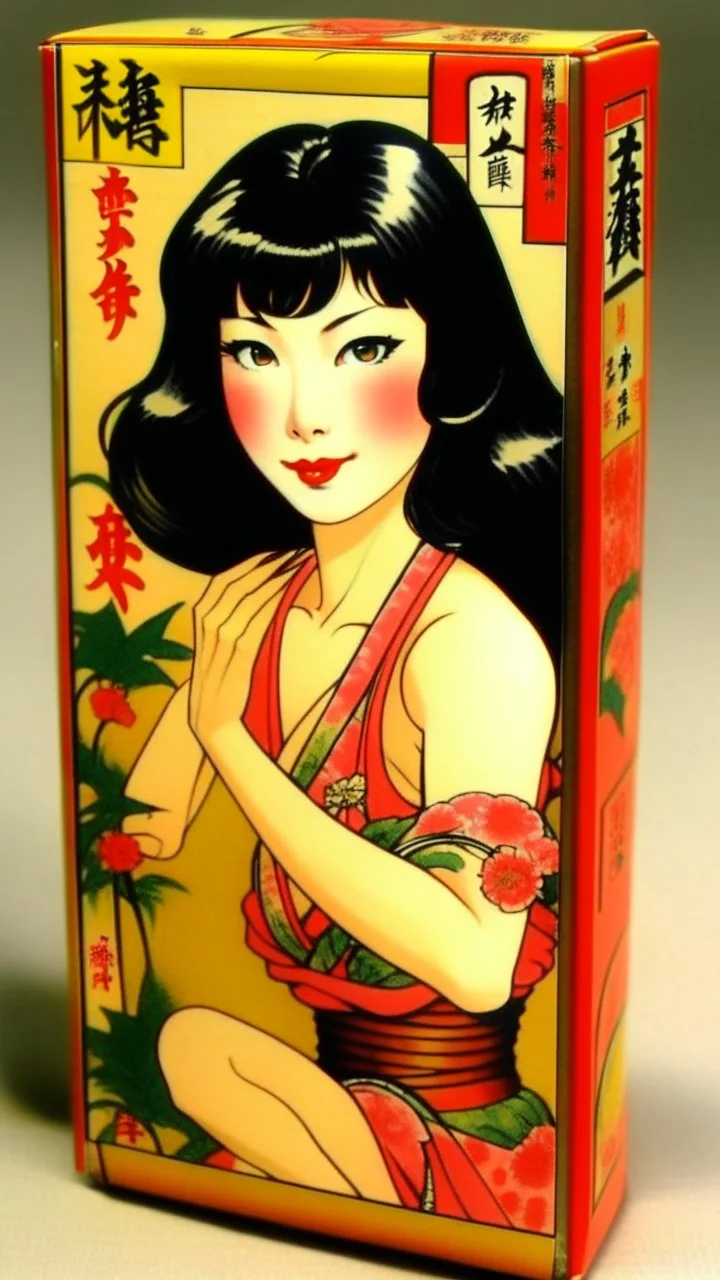 Betty Page art from japanese style 1900 movie. Match box