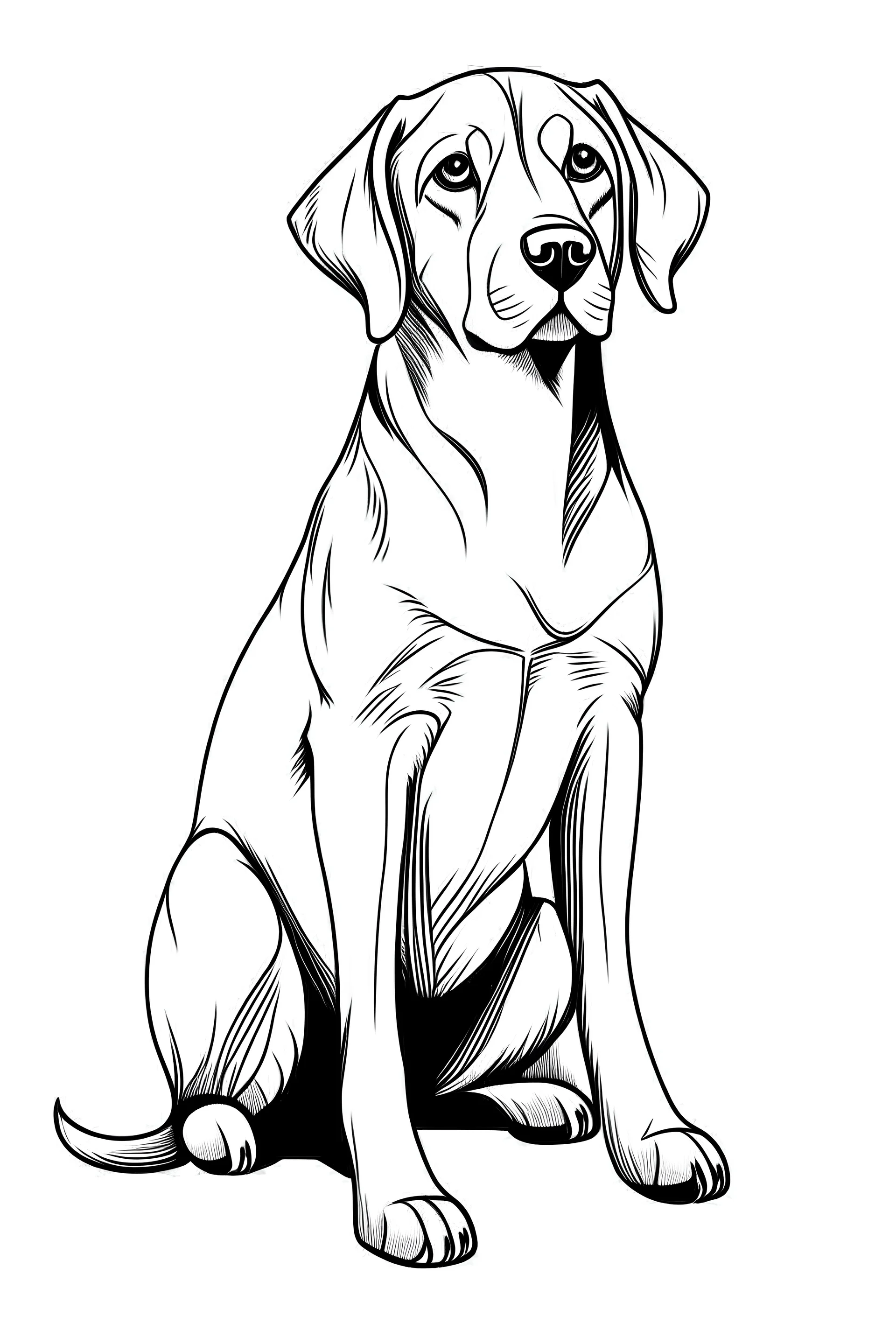 simple outlines art, bold outlines, clean and clear outlines, no tones color, no color, no detailed art, art full view, full body, wide angle, white background, a cute doggy