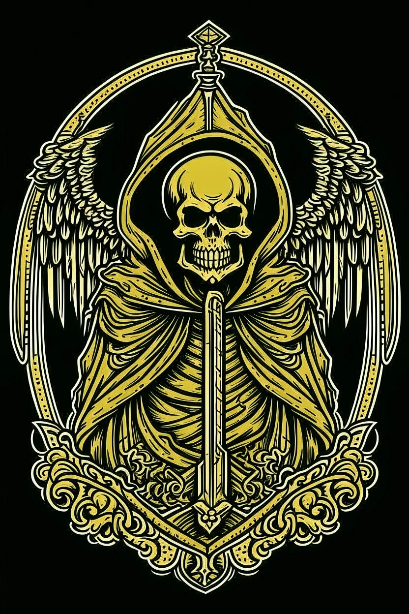 A coat of arms featuring the angel of death, simple