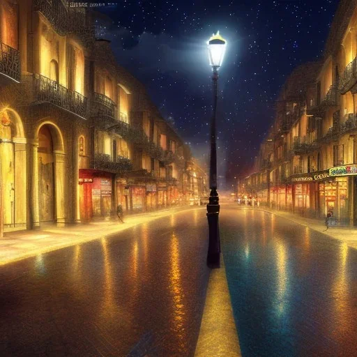 calle de pais por la noche