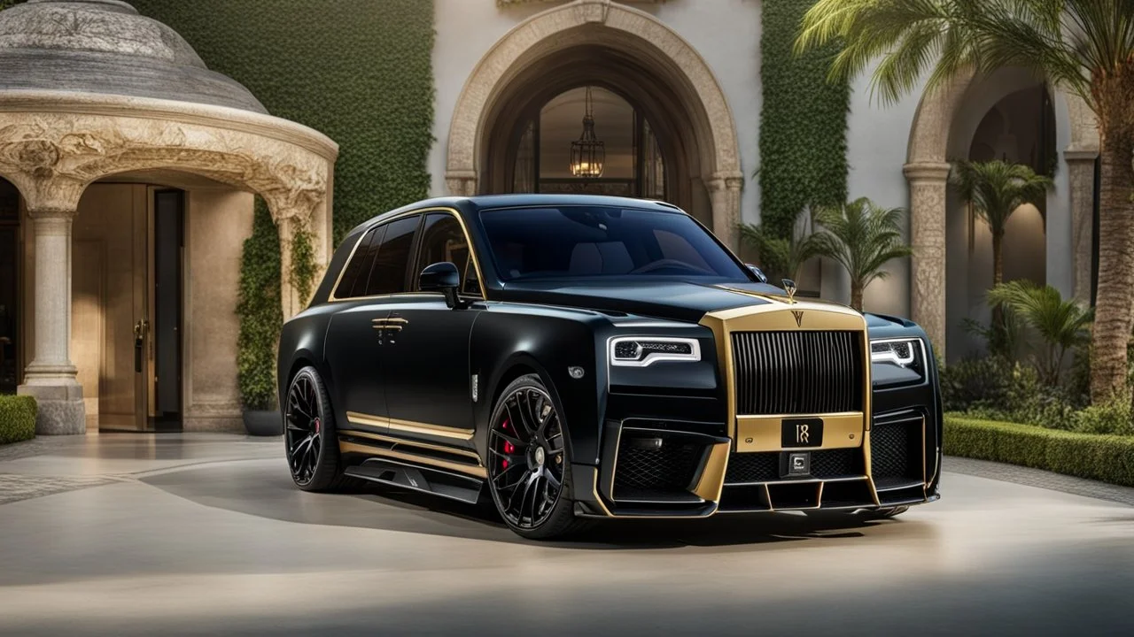 Rolls Royce Cullinan MANSORY Fused with Lamborghini Veneno, Super Detailed, desktop wallpaper, 4K rear view, center