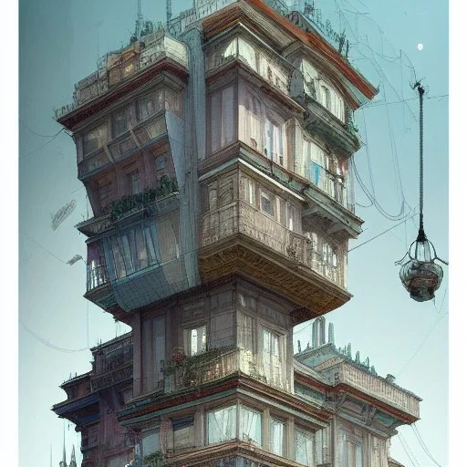 A whole city in a towe+modular house+house over house"+Beaux Arts architecture+palladio+detailed facades biopunk+Bueno Aires+turin+trieste+ +Book illustration by Gediminas Pranckevičius, Jean Baptiste Monge, Brian Kesinger, Anton fadeev, Kilian Eng, strong lines, high contrast vibrant colors, highly detailed, 16k resolution, trending on behance