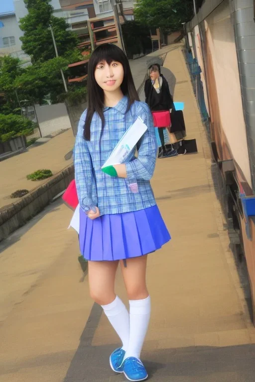 Portrait lady, full body shot, full-color medium shot, japanesehighschool Studyplace nerdcore