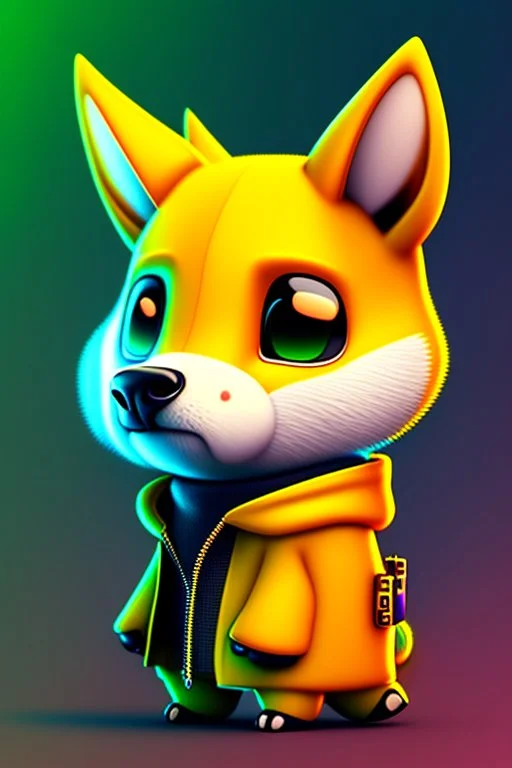 Close-up Portrait of a cool animation crypto animal character, cute, witty, striking and one of a kind, 2d