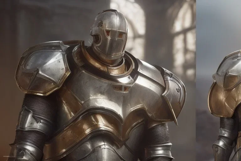 shining medieval knight armor pieces, realistic, insane detail, metallic, digital painting, unreal engine render