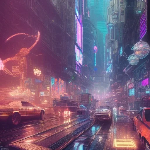 cyberpunk city, ultra realistic, intricate details, ultra highly detailed, shiny, smooth, studio quality, octane render, Surrealism, Triadic colour scheme,glow-stick, ambient lighting,nightclub lighting, polaroid, 100mm, --ar 1:1 --v4