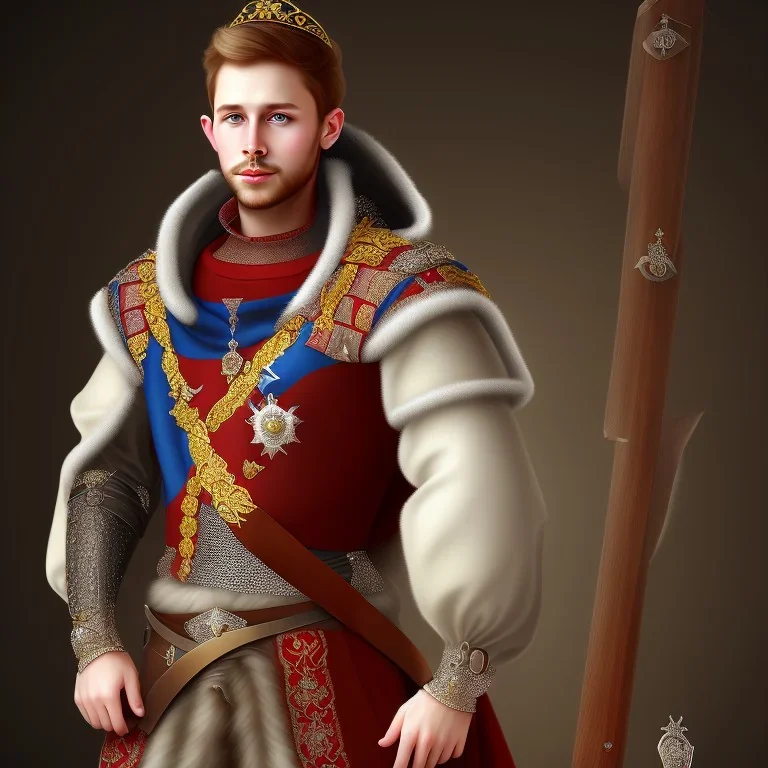 A beautiful prince in royal medieval outfit