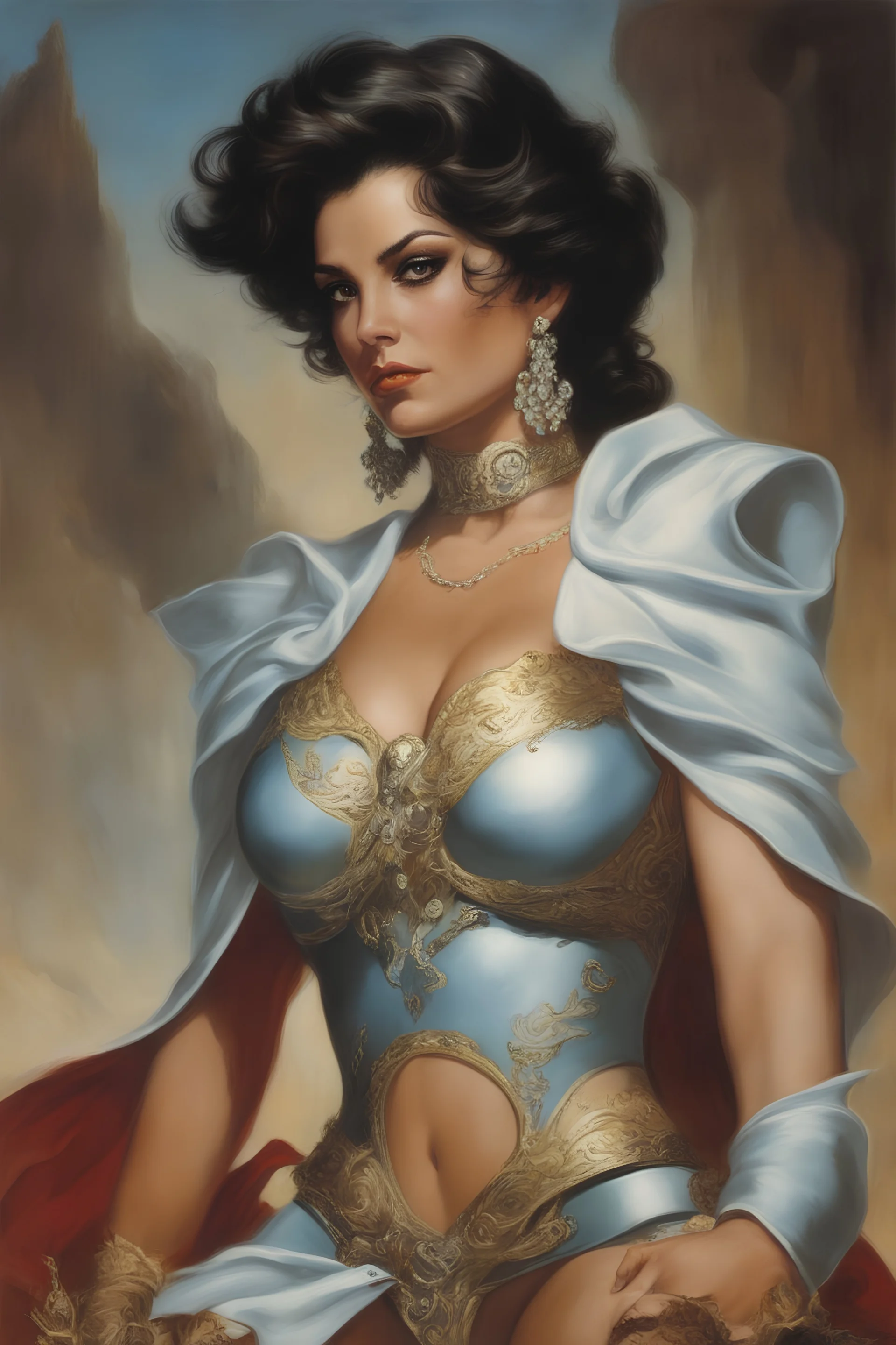 an extremely bodacious and graphic depiction of Cassandra el bresto le grande, oil painting by Boris Vallejo