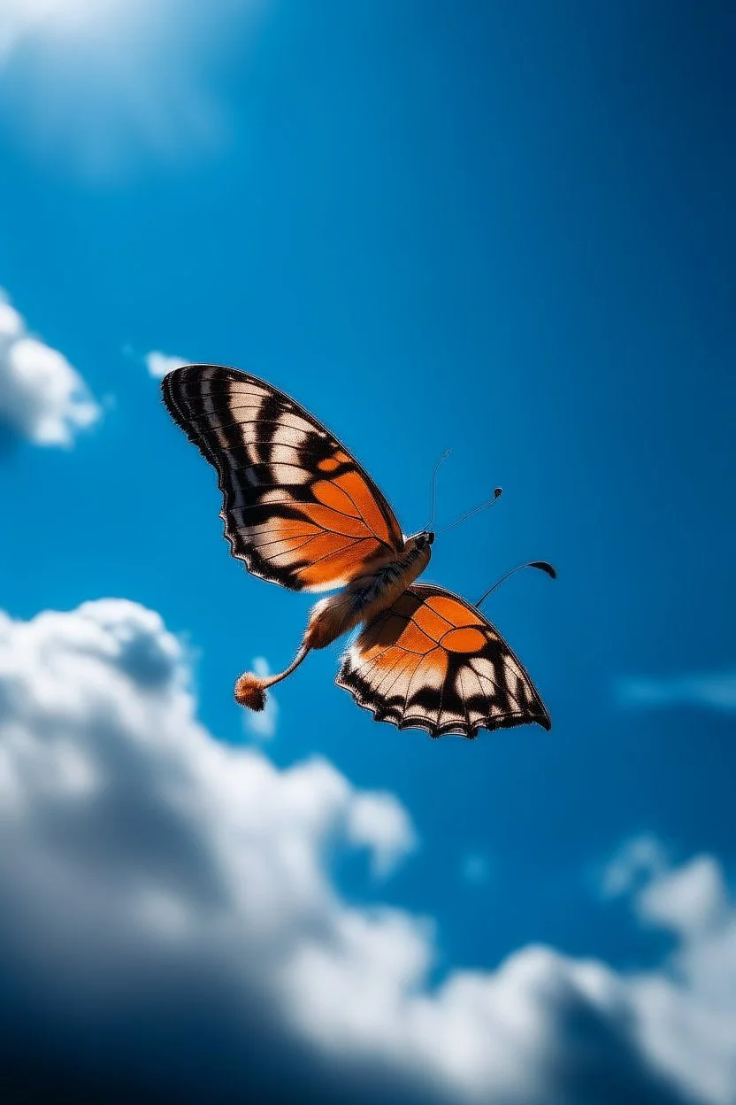 Butterfly fading and floating into the sky