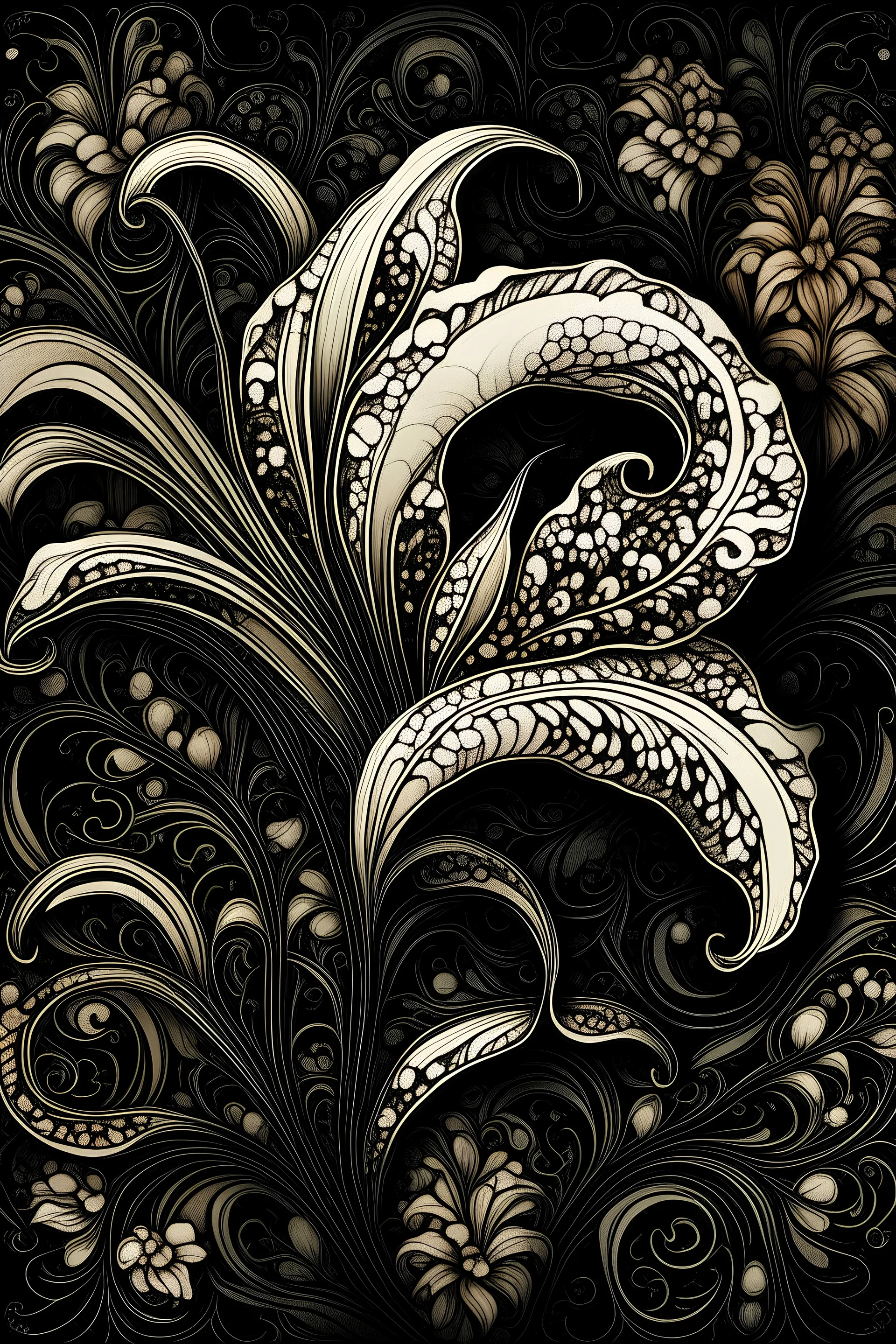 A (((calligraphic Calla Lily))), intricate details and ornate patterns, drawn as if flowing hair, artfully interwoven with (((a woman's face) small chubby character not real person , can be used a picture to an flower store)), featuring petals framing her countenance, evoking an otherworldly essence