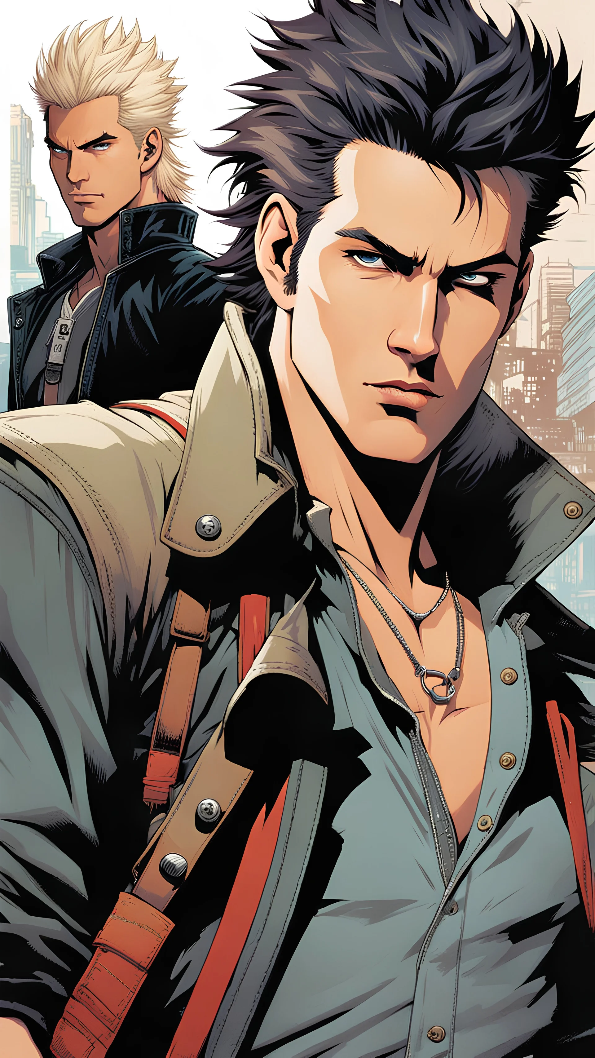 Highly detailed illustrations of David from The Lost Boys 1987, by Loish, by Bryan Lee O'Malley, by Cliff Chiang, by Greg Rutkowski, inspired by image comics, inspired by shōnen jump manga, inspired by capcom, inspired by horror manga