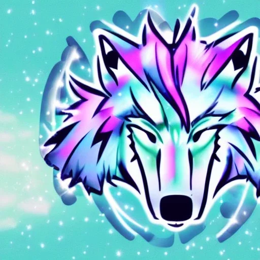 A magical sparkle wolf good logo