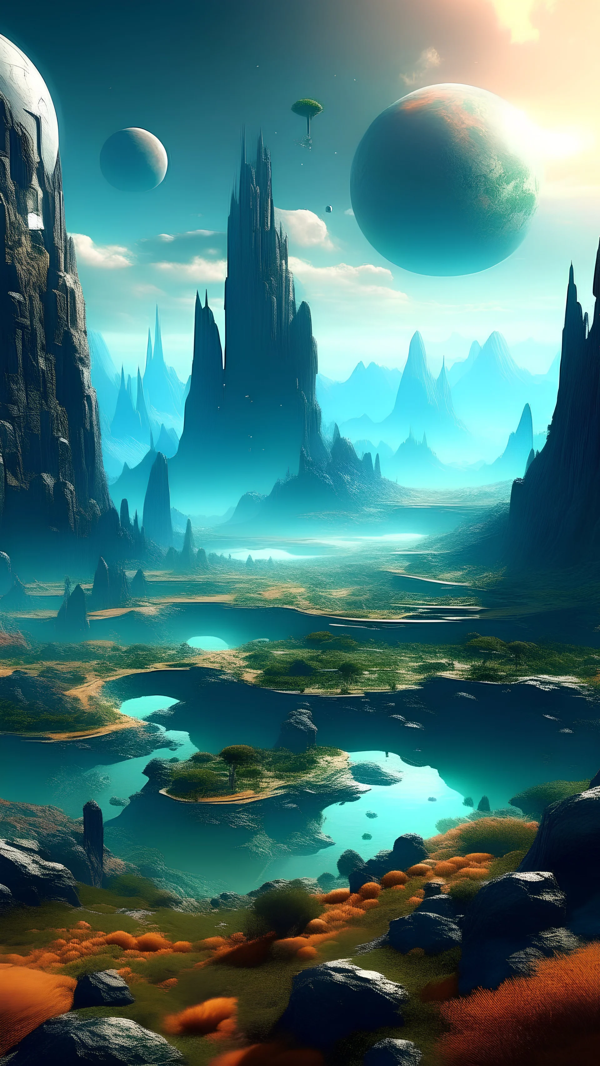 sci fi planet, beautiful landscape, chinese